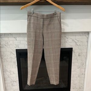 Aritzia Babaton atelier Conan Brown straight crop plaid Dress Pants trousers